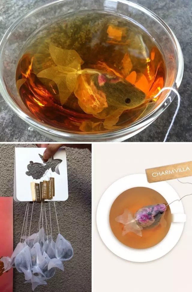 金魚茶包，泡水之后相似度更高